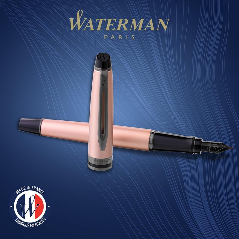 Waterman Expert Fountain Pen - Metallic Rose Gold Lacquer with Ruthenium Trim - Image 2